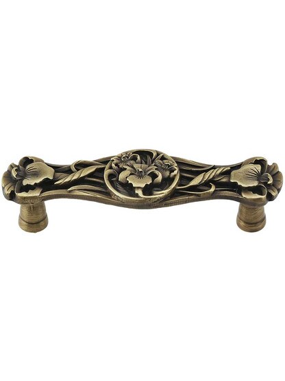 River Iris Pull in Antique Brass.